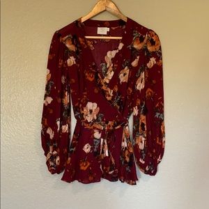 HD in Paris Floral Wrap Blouse Anthropologie SZ 10